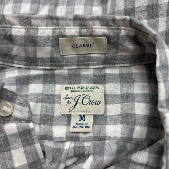 J. Crew Mens Classic Gray & White Check Long Sleeve Shirt Organic Cotton M - Picture 9 of 11